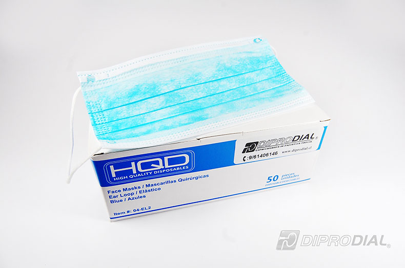 MASCARILLA PLANA CELESTE CON ELÁSTICO